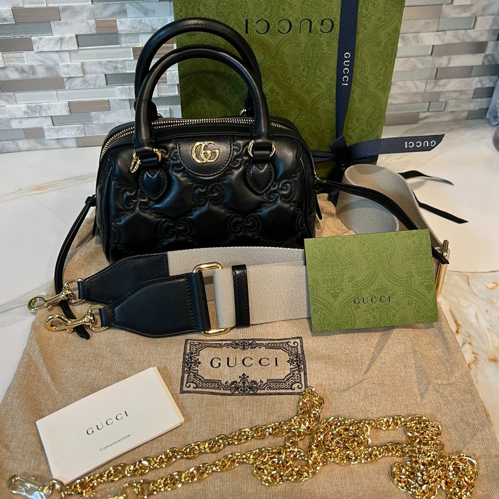 NIB Gucci GG Matelasse Leather Mini Bag Black